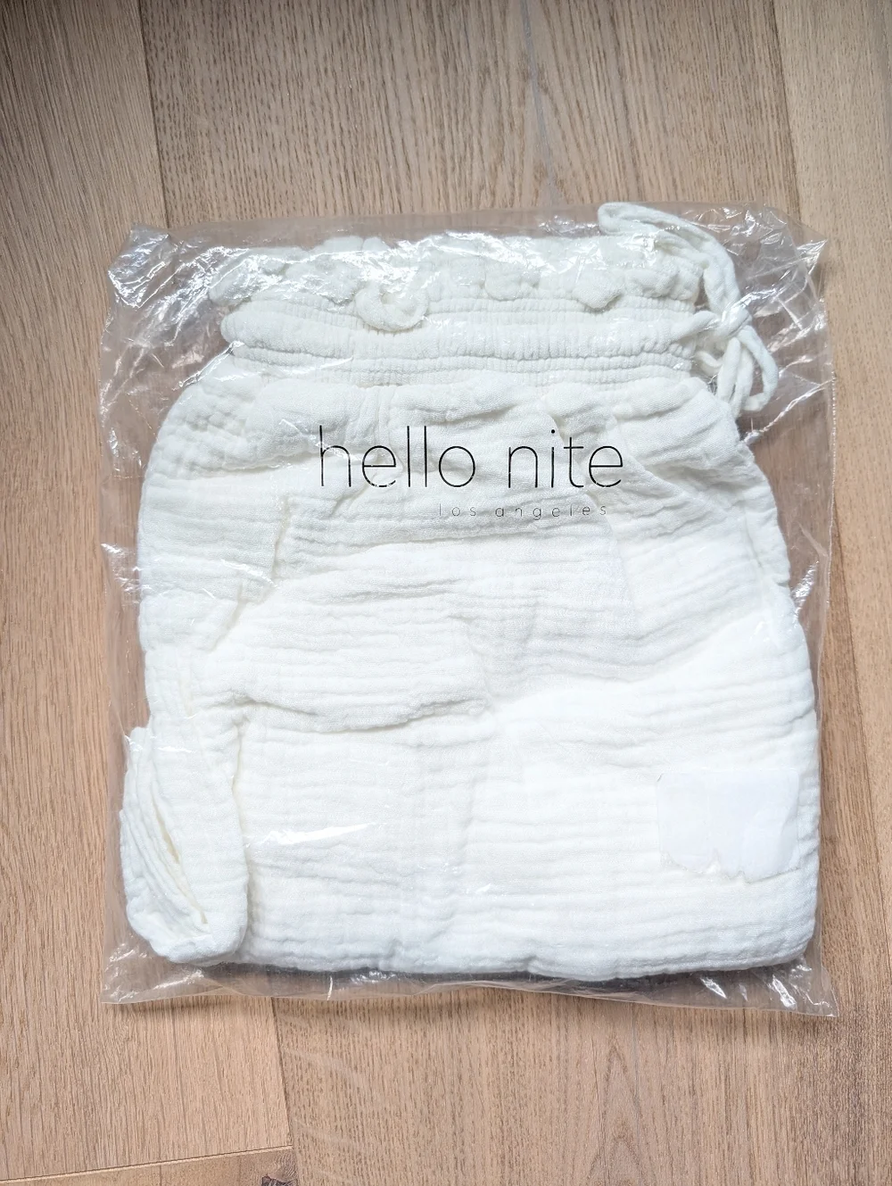 NWT Hello Nite Textured Gauze Lounge Shorts - White Sand - Picture 3 of 5